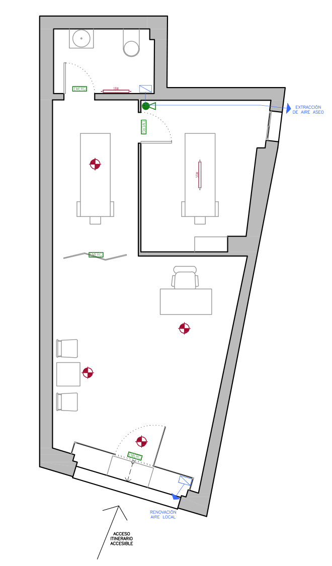 Esquema de iluminación, emergencia y ventilación
