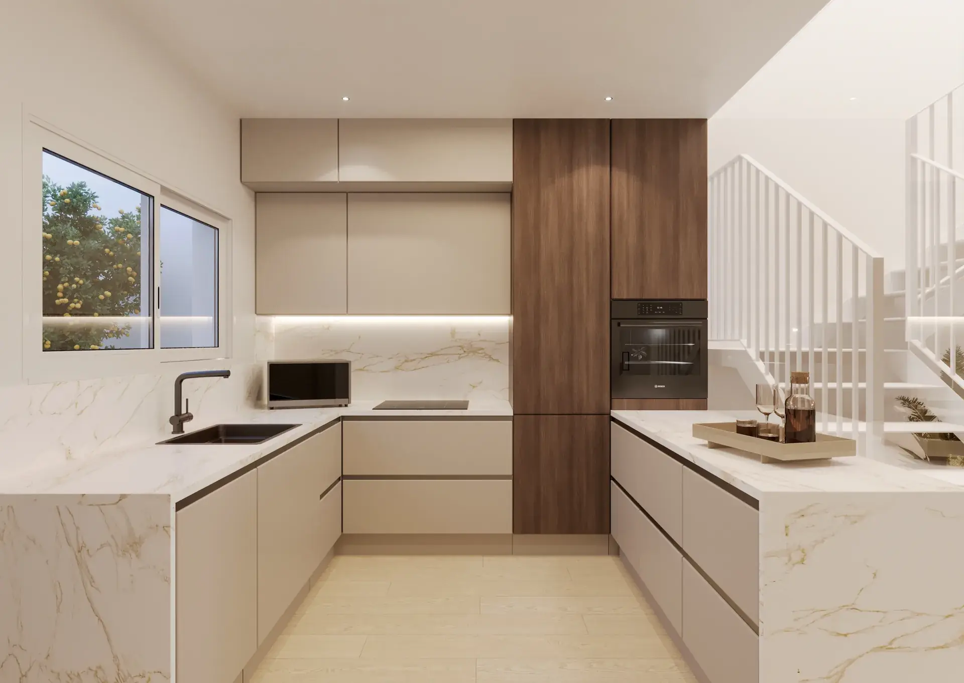 Render de la cocina integrada