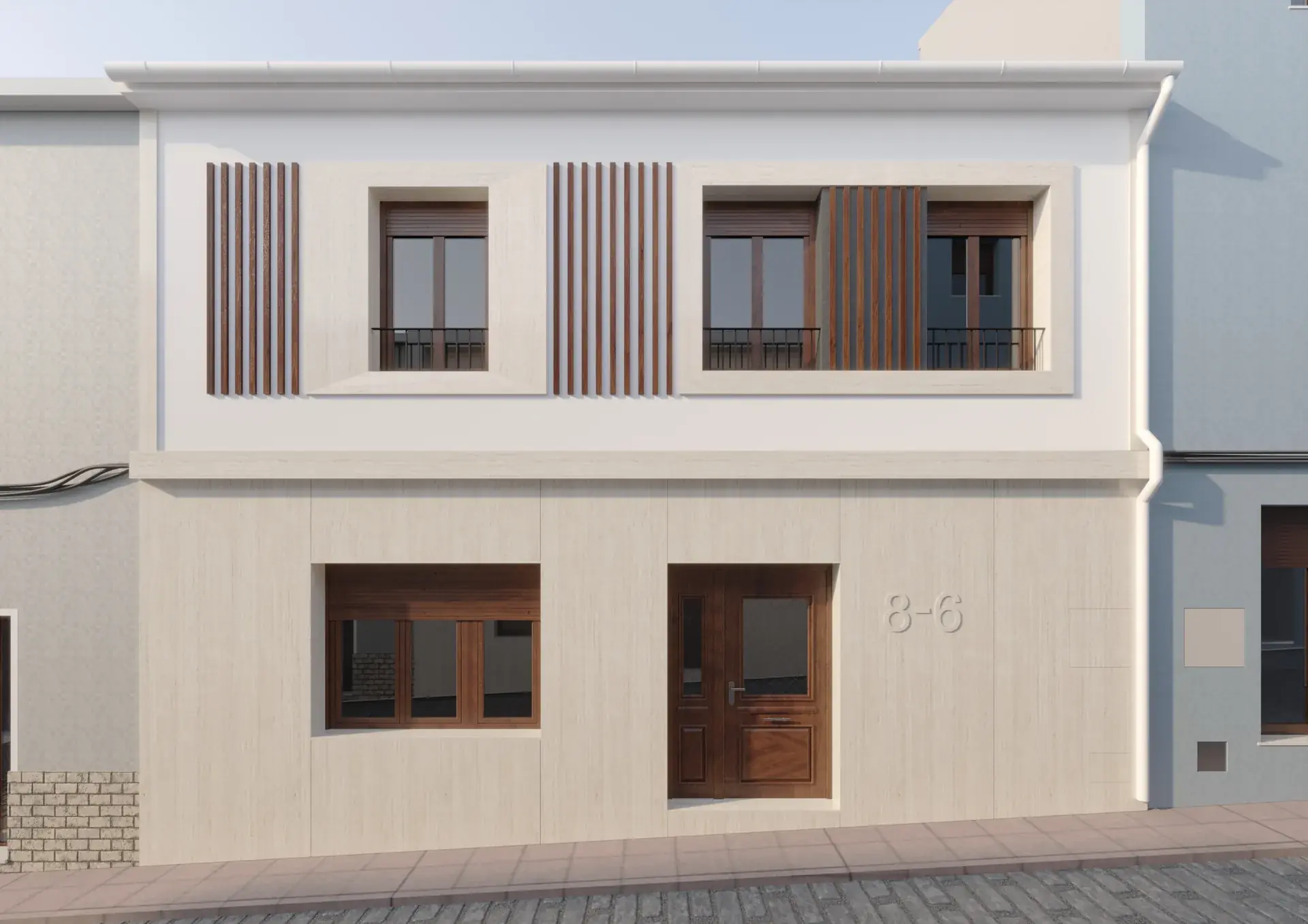 Plano y detalle constructivo de la fachada